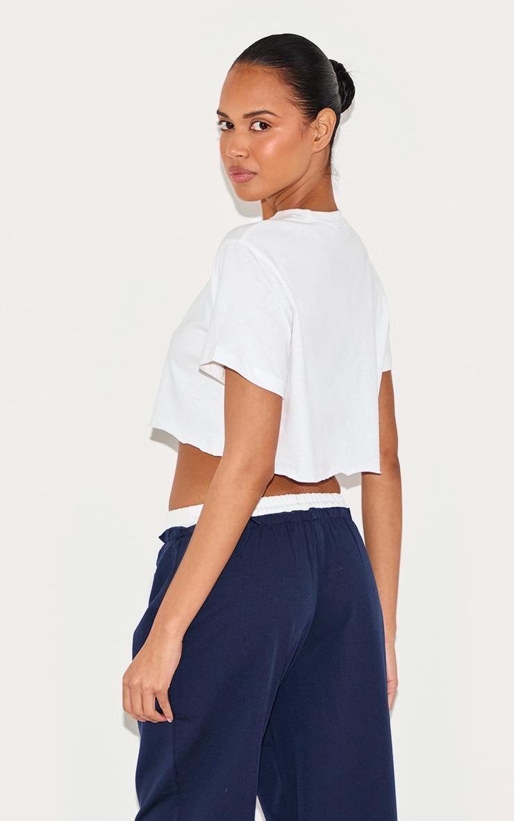 Pretty Little Thing Cotton White Oversized Crop T-Shirt