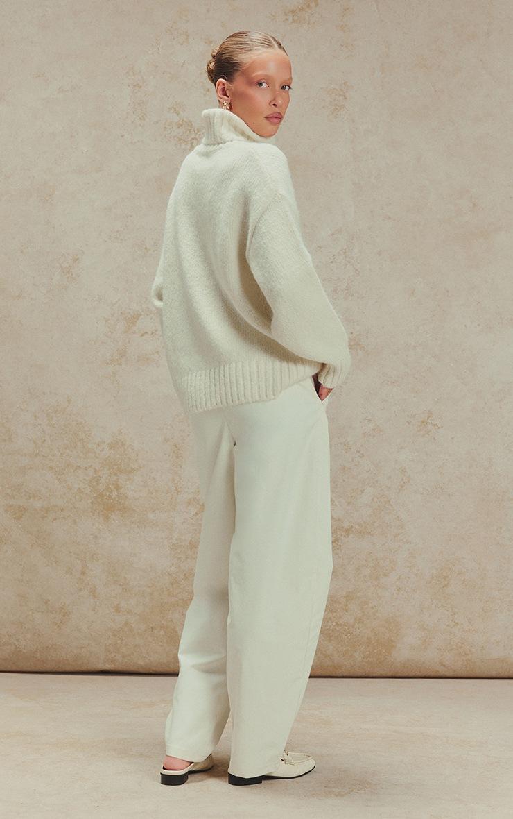 Pretty Little Thing Cream Balloon Sleeve Roll Neck Oversized Sweater