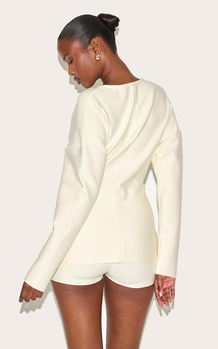 Pretty Little Thing Cream Bandage Button Up Cardigan Romper