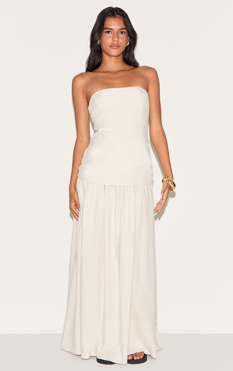 Pretty Little Thing Cream Bandeau Long Line Maxi Dress