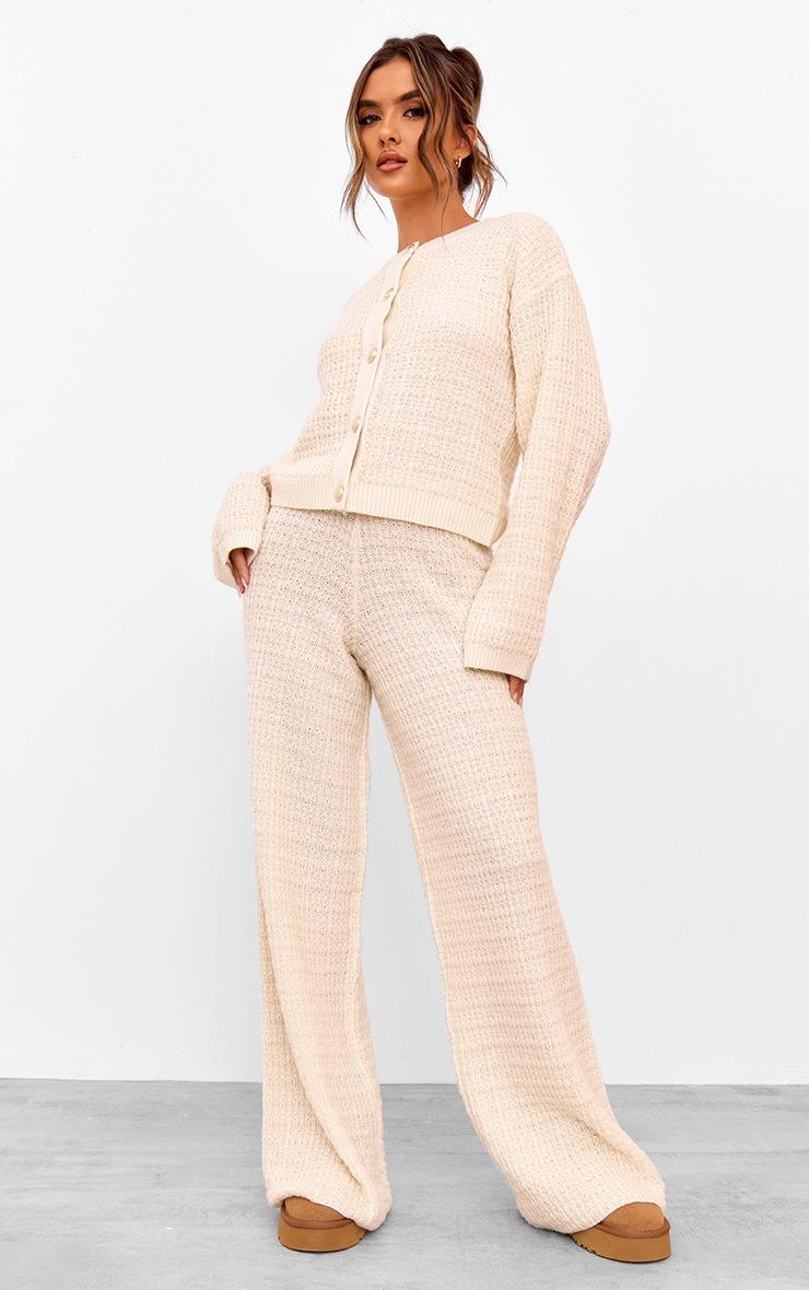 Pretty Little Thing Cream Boucle Knit Button Up Cardigan