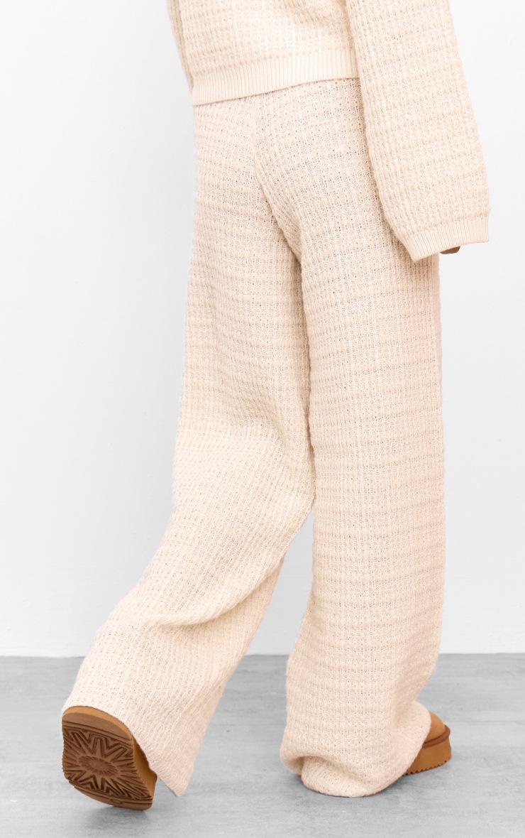 Pretty Little Thing Cream Boucle Knit Wide Leg Pants