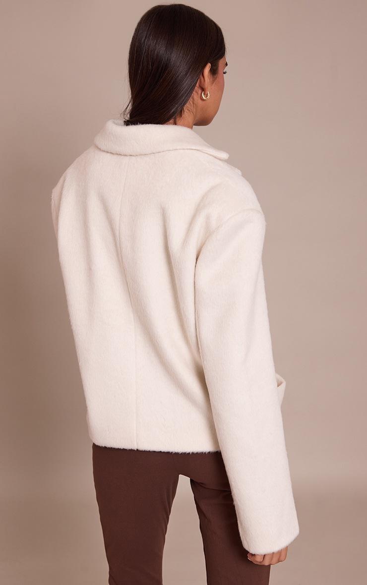 Pretty Little Thing Cream Brushed Wool Cropped Trench Coat