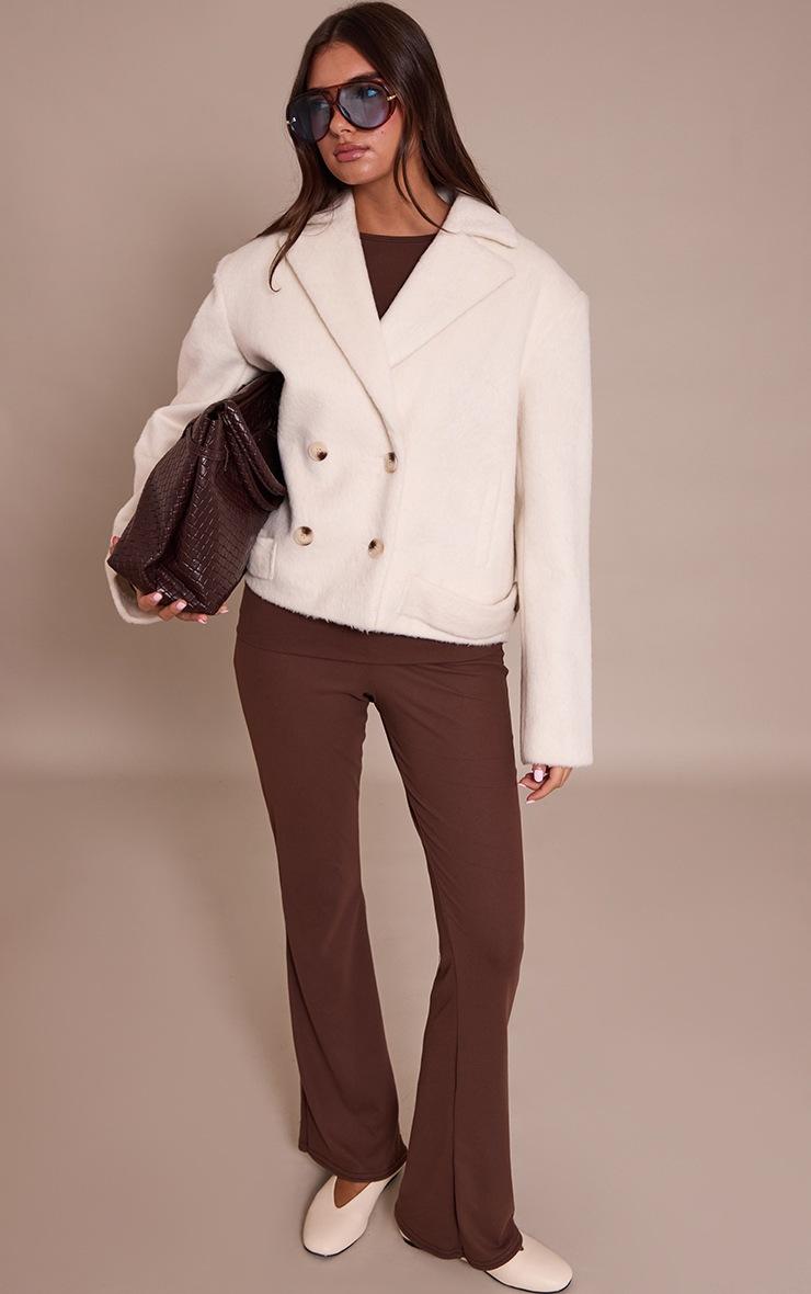 Pretty Little Thing Cream Brushed Wool Cropped Trench Coat
