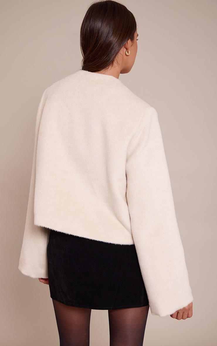 Pretty Little Thing Cream Brushed Wool Single Breasted Jacket