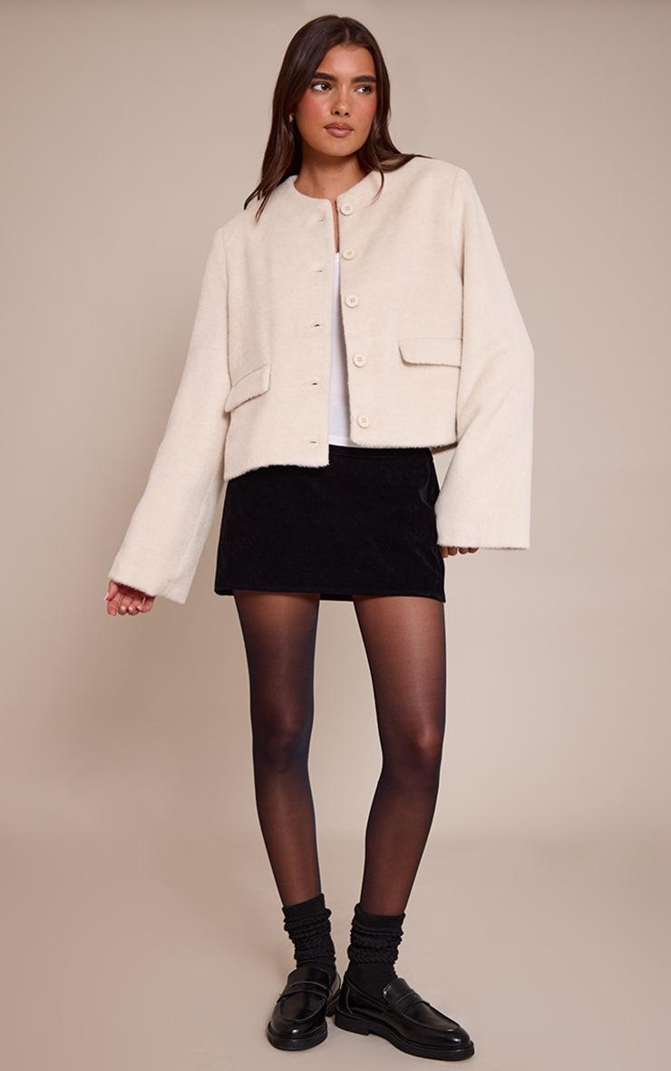 Pretty Little Thing Cream Brushed Wool Single Breasted Jacket