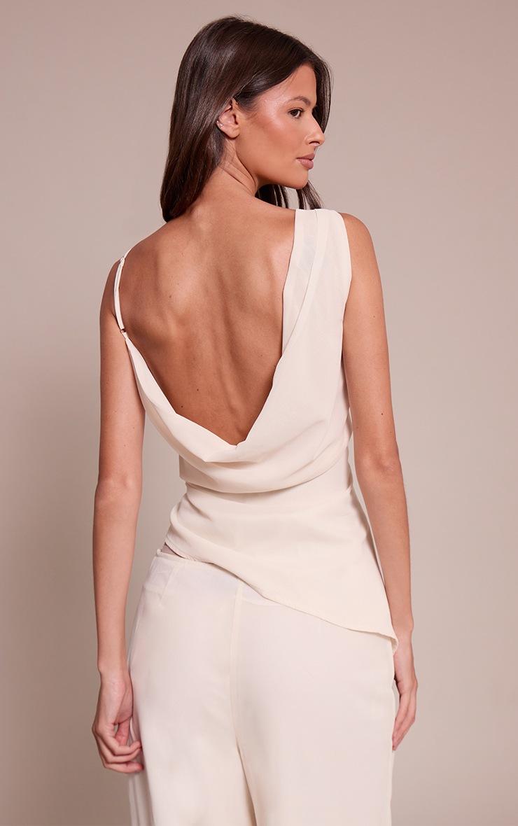 Pretty Little Thing Cream Chiffon Asymmetric Cami Top