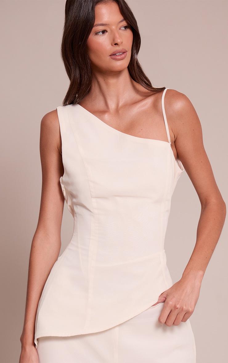 Pretty Little Thing Cream Chiffon Asymmetric Cami Top