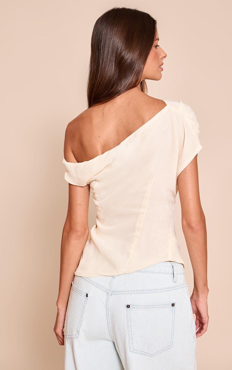 Pretty Little Thing Cream Chiffon Asymmetric Drapey Long Top