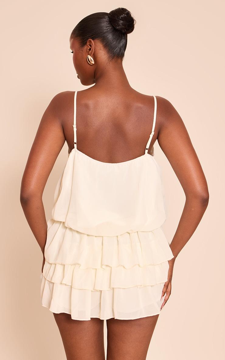 Pretty Little Thing Cream Chiffon Frill Detail Romper