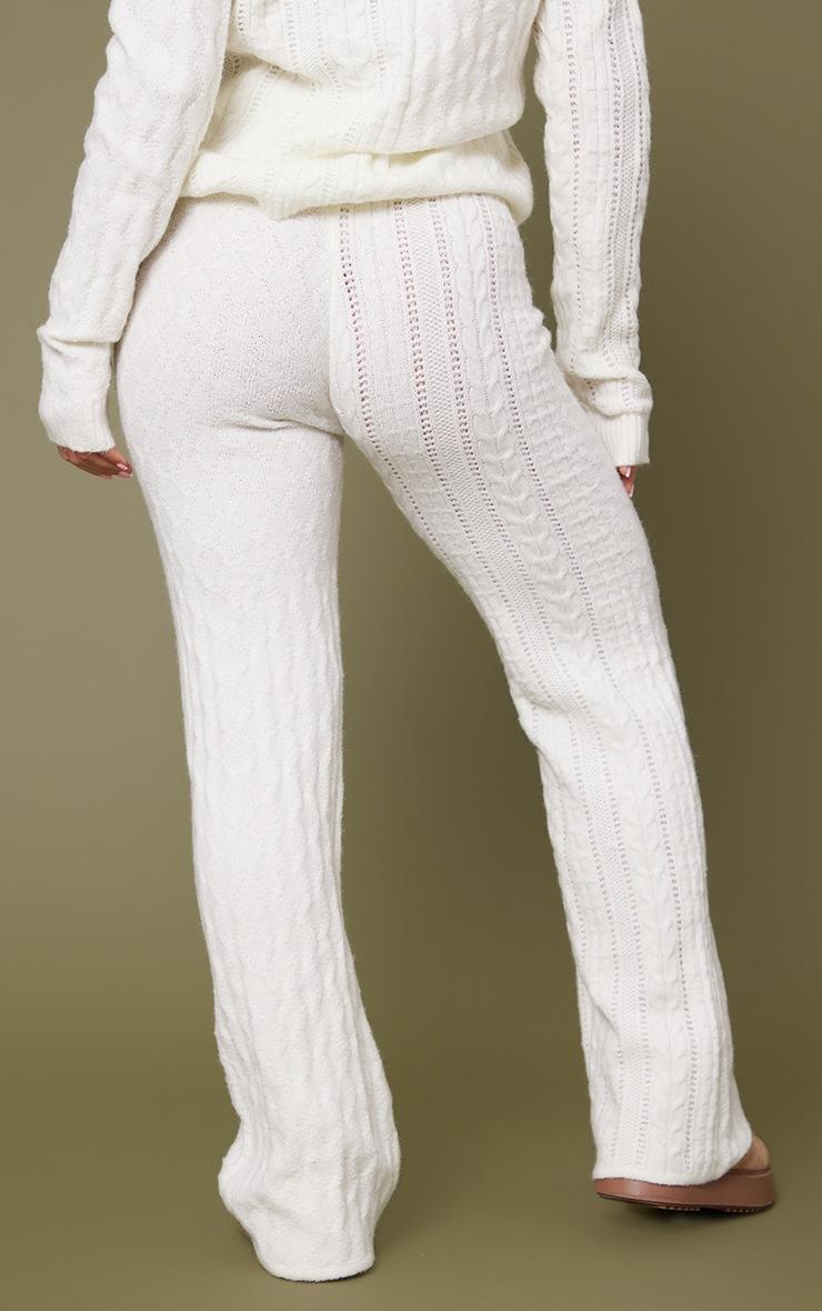 Pretty Little Thing Cream Contrast Cable Knit Pants