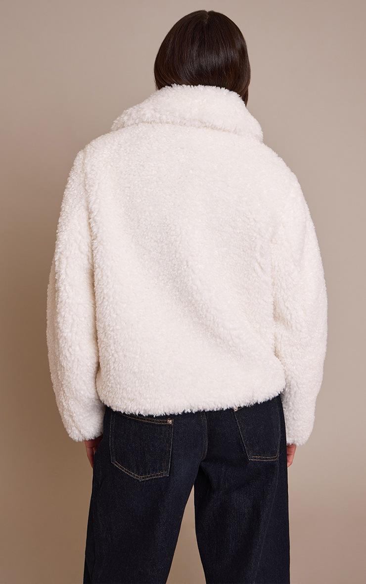 Pretty Little Thing Cream Contrast Detail Borg Aviator