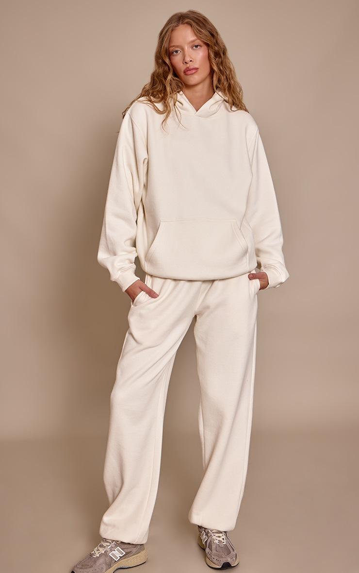 Pretty Little Thing Cream Cotton Fleece Oversized Pull Over Hoodie