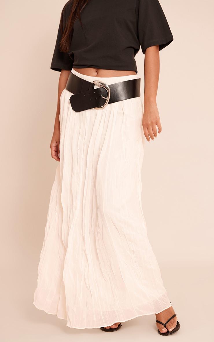 Pretty Little Thing Cream Crinkle Chiffon Maxi Skirt