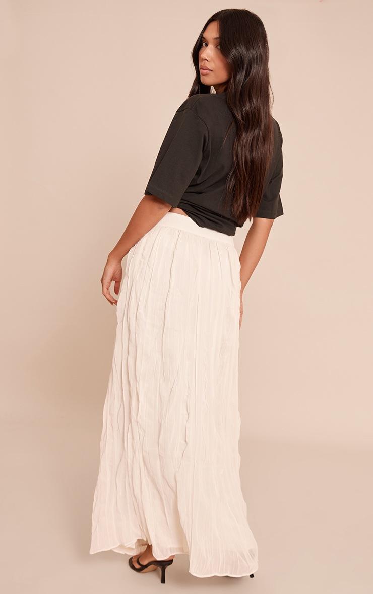 Pretty Little Thing Cream Crinkle Chiffon Maxi Skirt