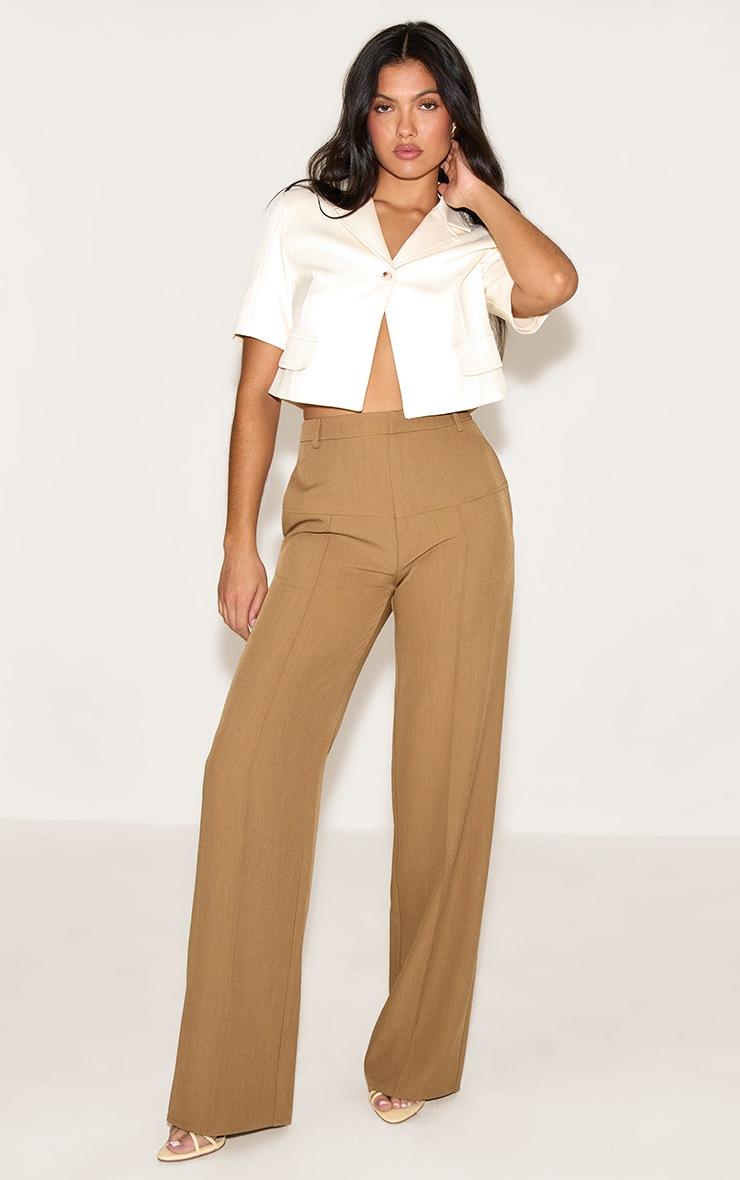 Pretty Little Thing Cream Cropped Super Boxy Blazer