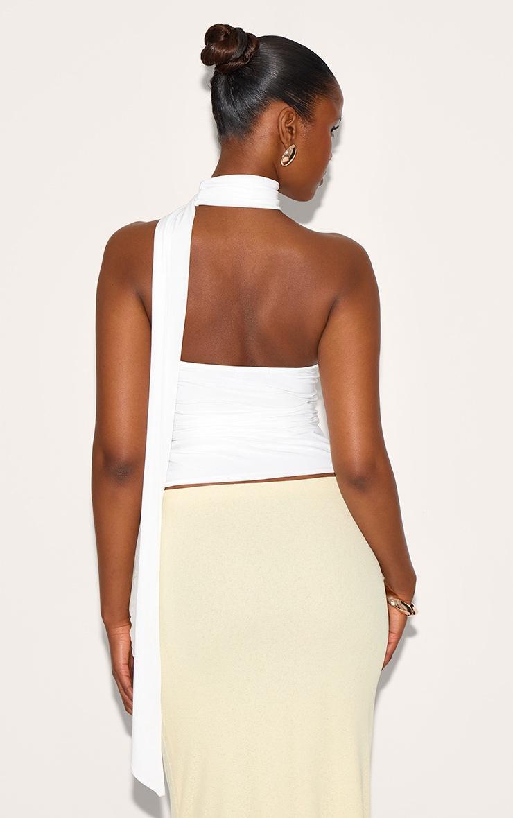 Pretty Little Thing Cream Double Layer Scarf Detail Long Top