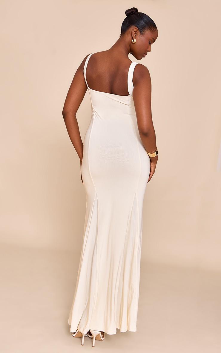 Pretty Little Thing Cream Double Layer Soft Touch Scoop Neck Maxi Dress