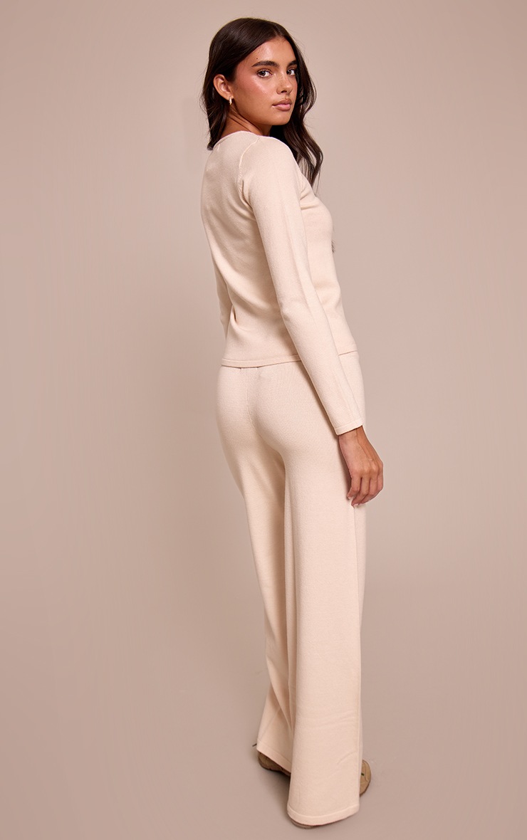 Pretty Little Thing Cream Drawstring Waist Fine Knit Pants