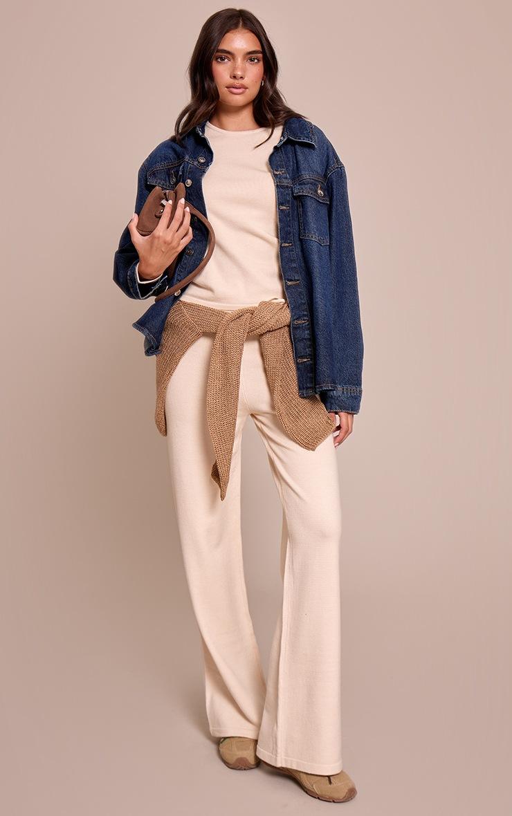 Pretty Little Thing Cream Drawstring Waist Fine Knit Pants