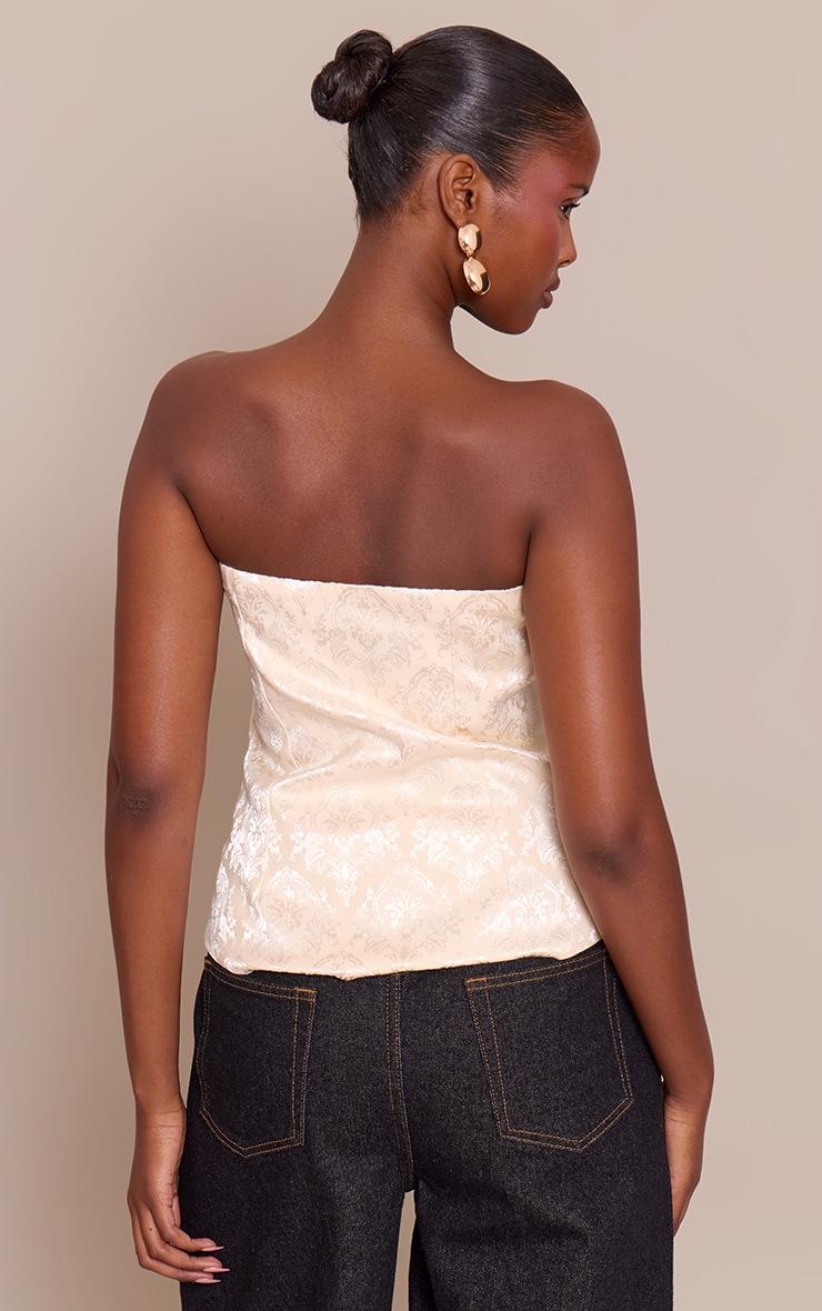 Pretty Little Thing Cream Embroidered Jacquard Corset Top