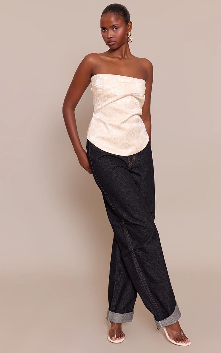 Pretty Little Thing Cream Embroidered Jacquard Corset Top