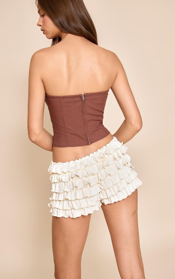 Pretty Little Thing Cream Extreme Frilly Bloomer Shorts