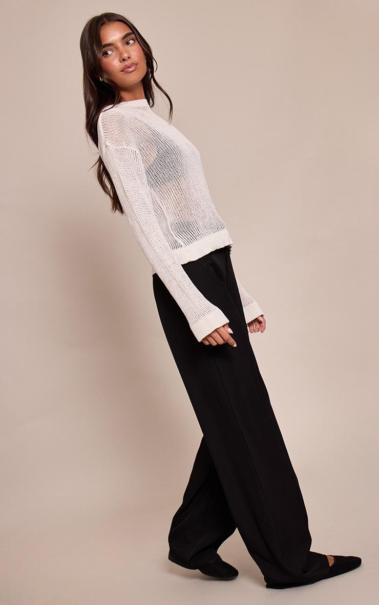 Pretty Little Thing Cream Filagree Knit Slouchy Sweater