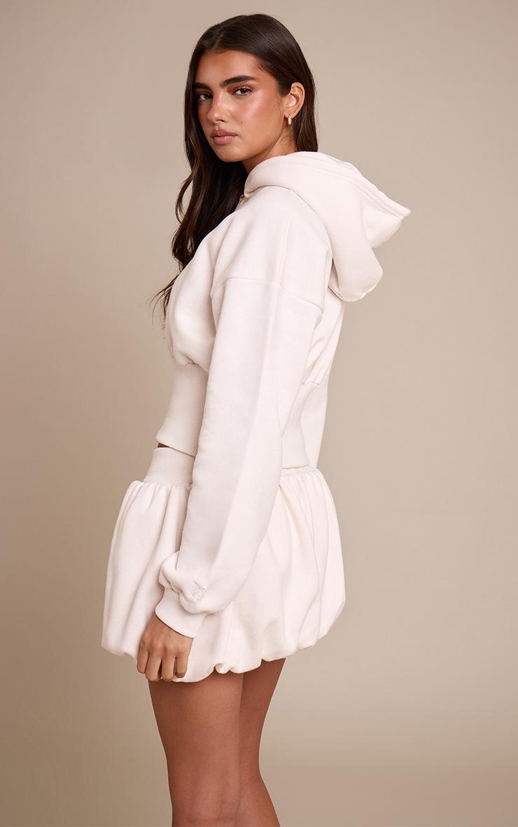 Pretty Little Thing Cream Fleece Back Sweat Cinched Zip Up Jacket