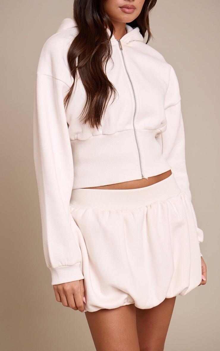 Pretty Little Thing Cream Fleece Back Sweat Puffball Mini Skort