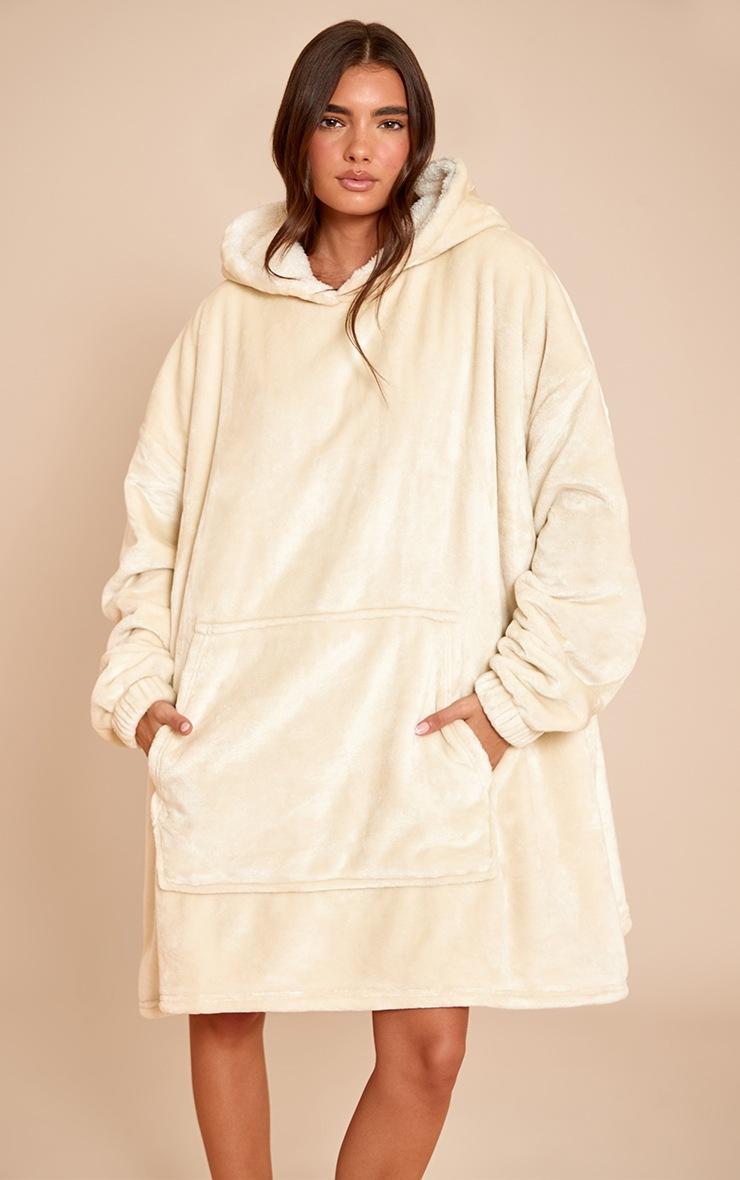 Pretty Little Thing Cream Fleece Lined Hooded Oodie