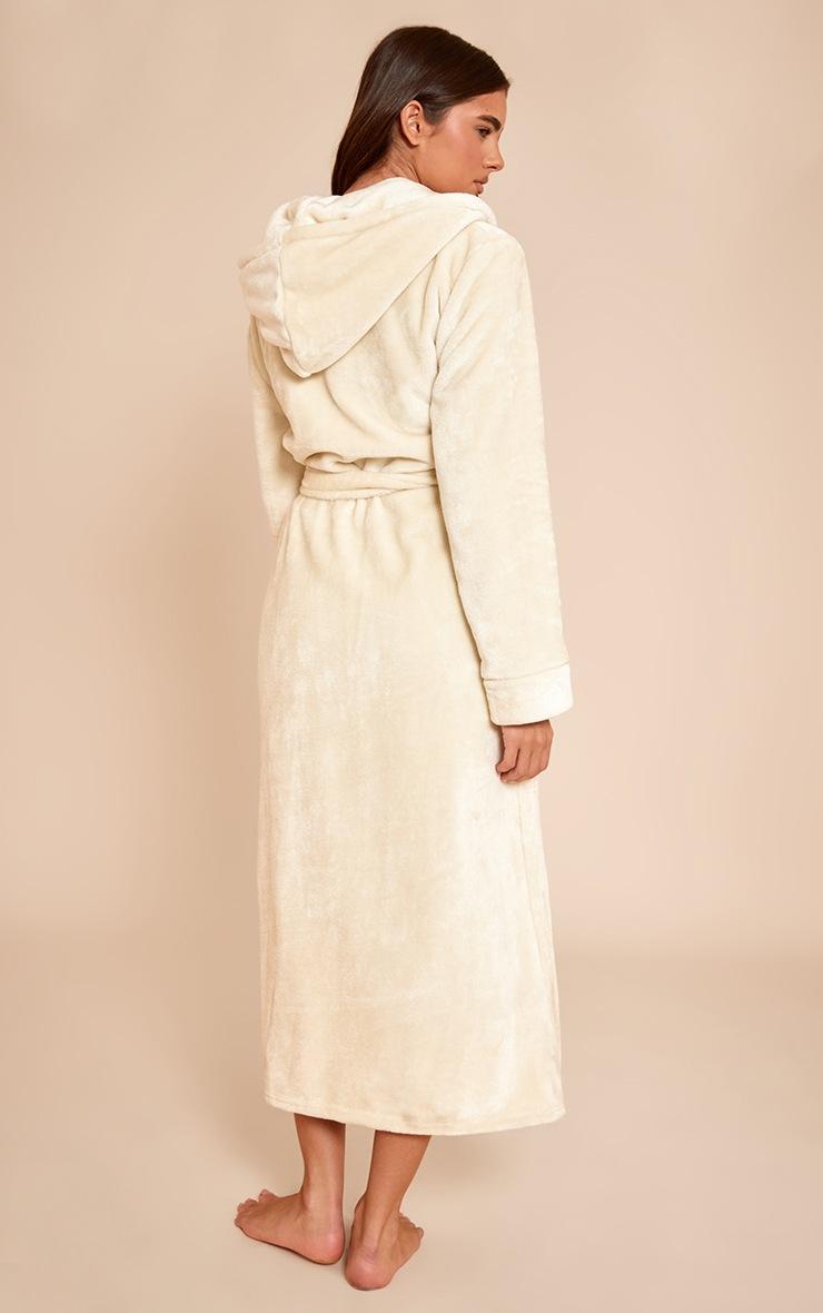 Pretty Little Thing Cream Fleece Maxi Hooded Bath Robe