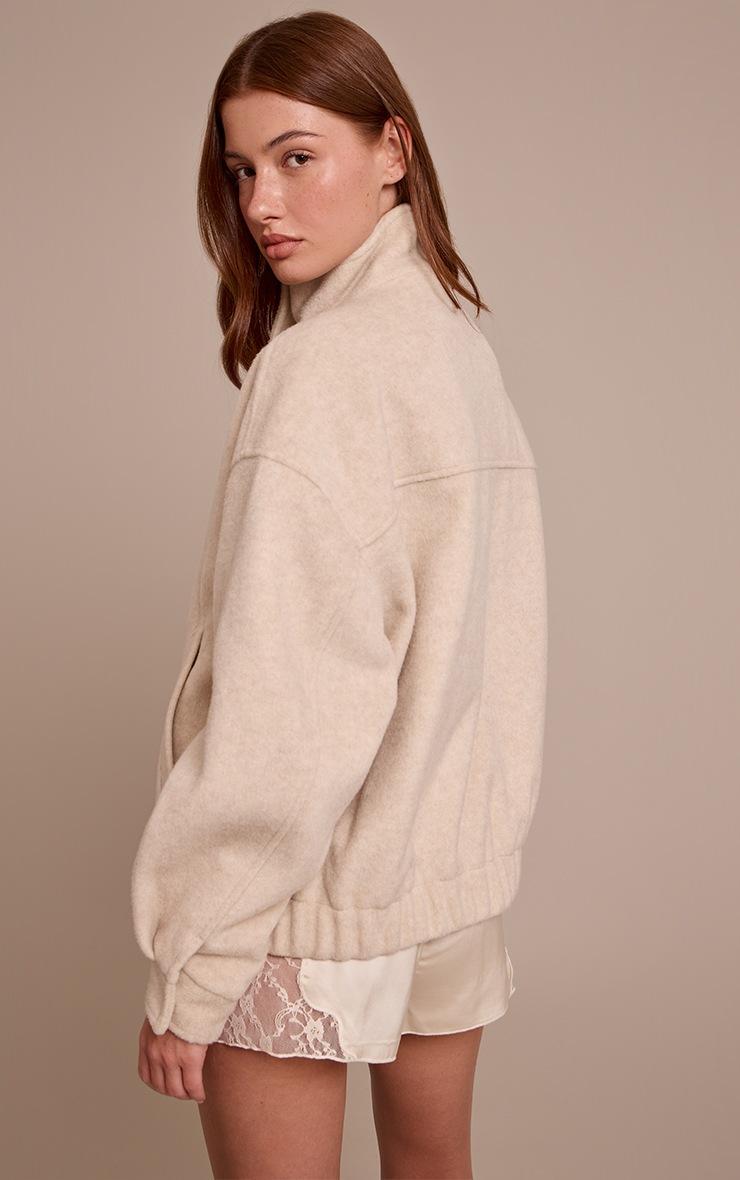 Pretty Little Thing Cream Funnel Neck Bomber Jacket