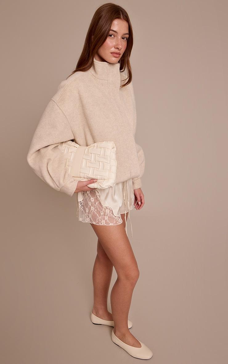 Pretty Little Thing Cream Funnel Neck Bomber Jacket