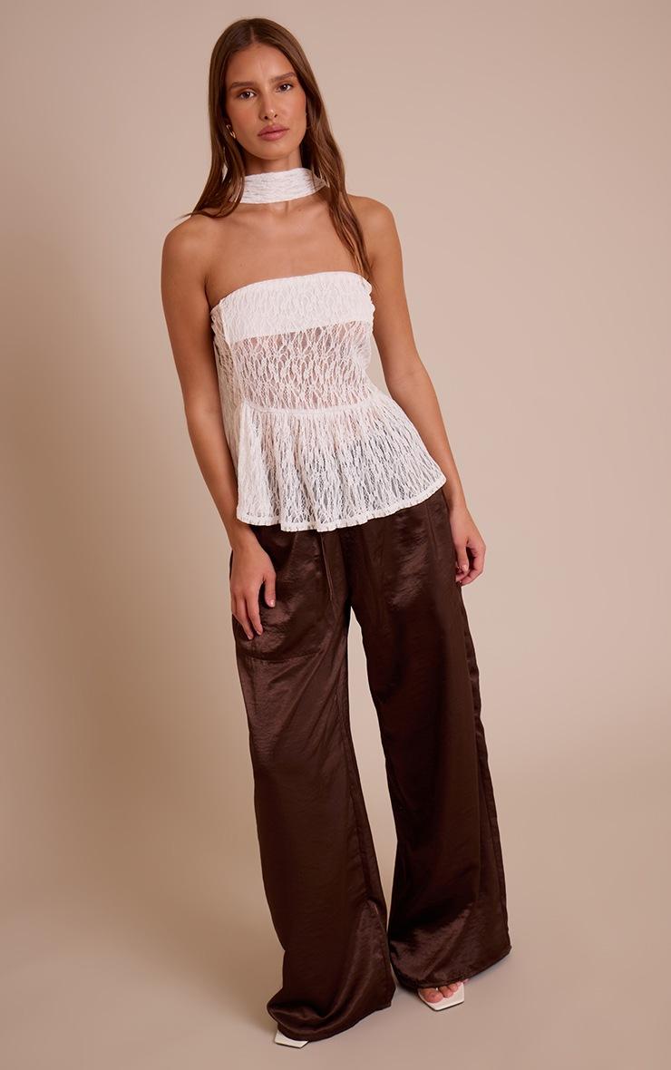 Pretty Little Thing Cream Lace Bandeau Scarf Detail Cami Top