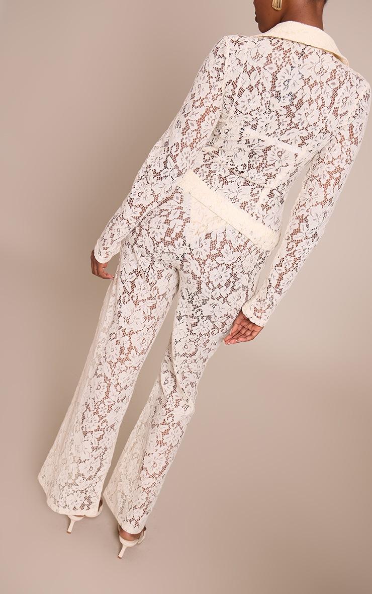 Pretty Little Thing Cream Lace High Waisted Straight Leg Pants