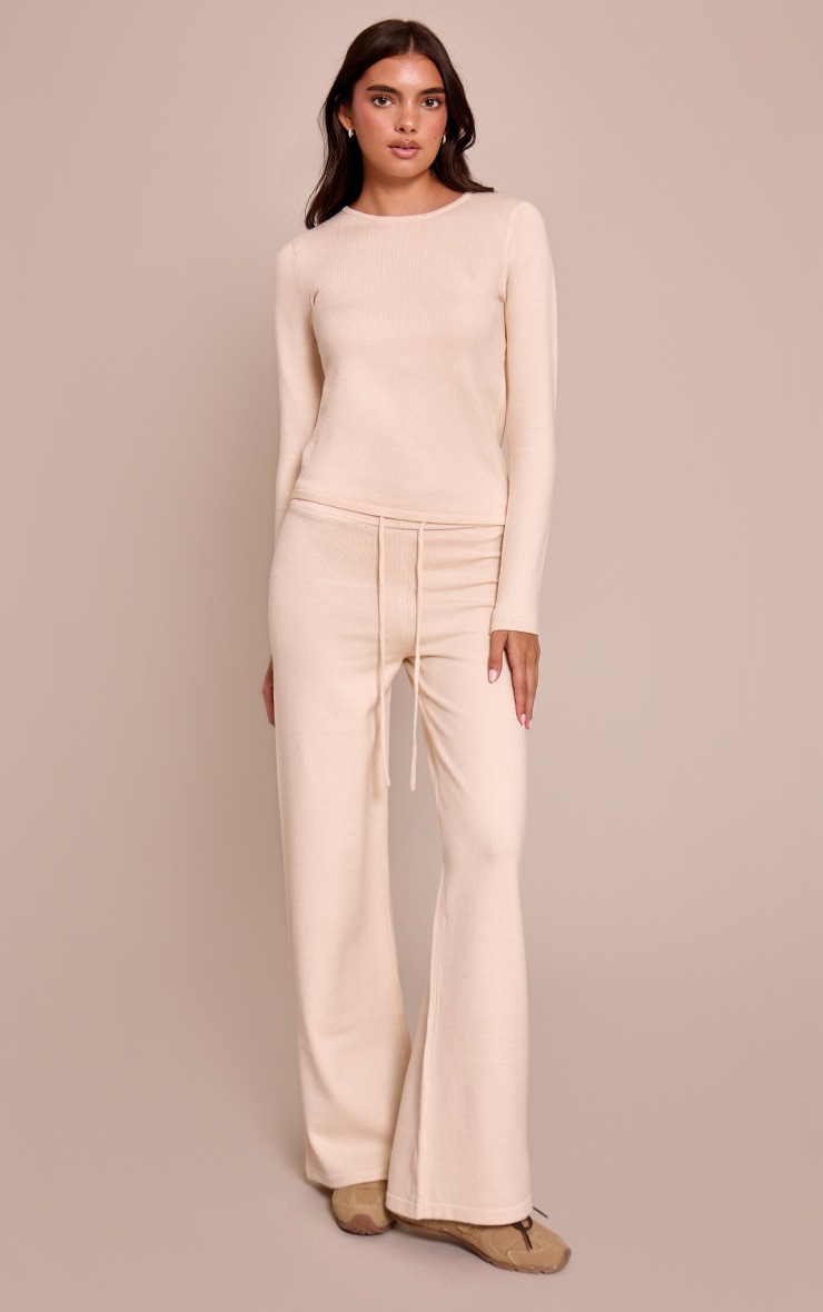 Pretty Little Thing Cream Long Sleeve Fine Knit Top