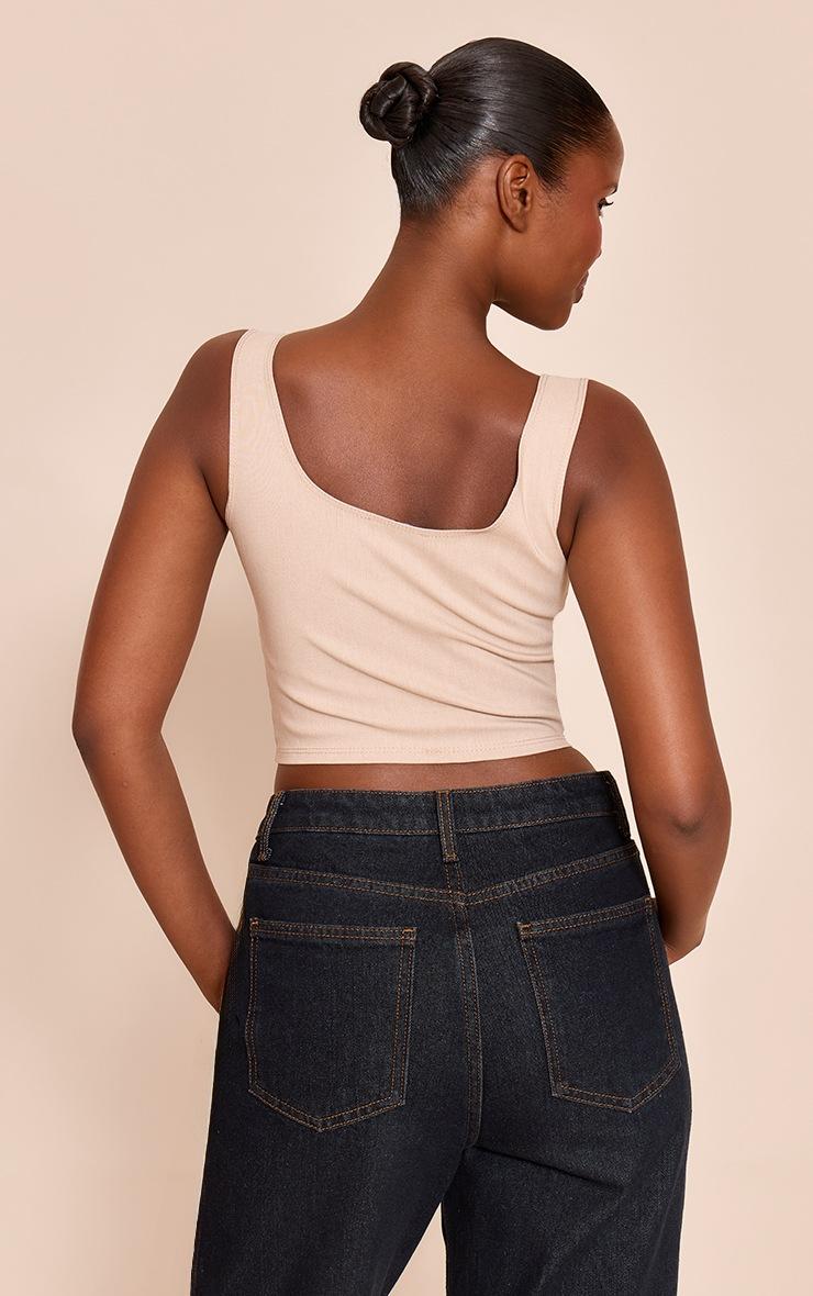 Pretty Little Thing Cream Marl Stretch Woven Square Neck Corset Top