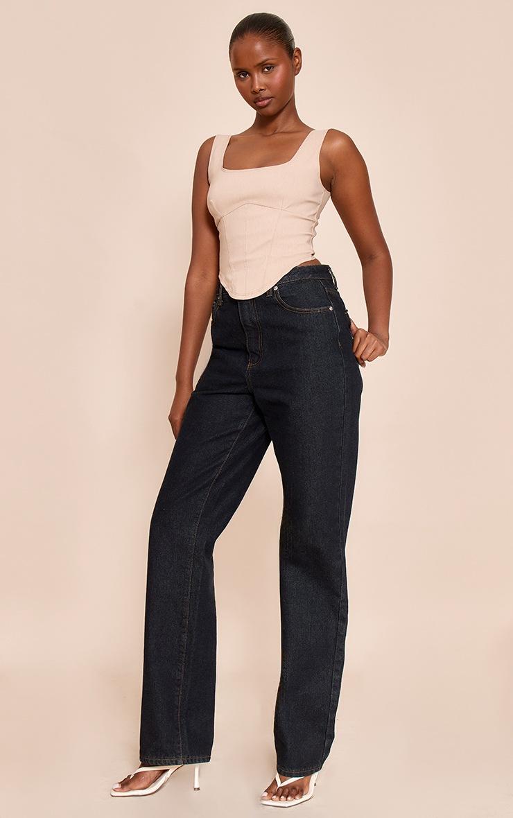 Pretty Little Thing Cream Marl Stretch Woven Square Neck Corset Top