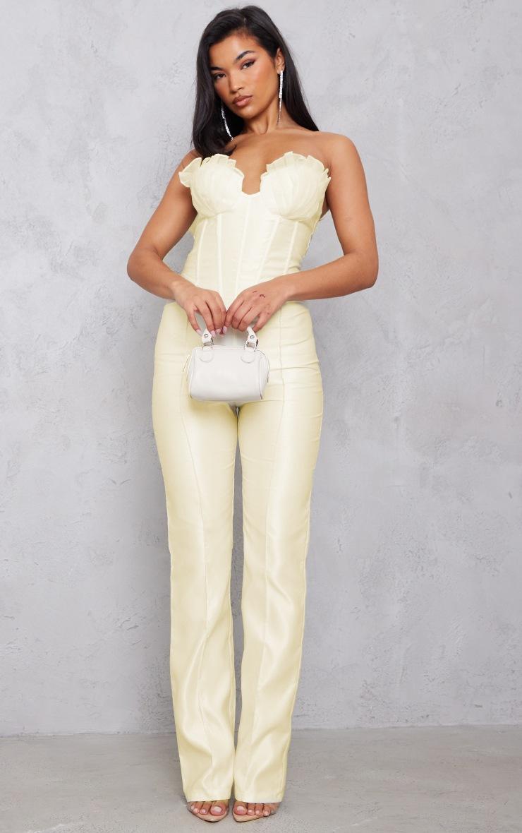 Pretty Little Thing Cream Organza Cup Detail Corset Satin Bandeau Jumpsuit