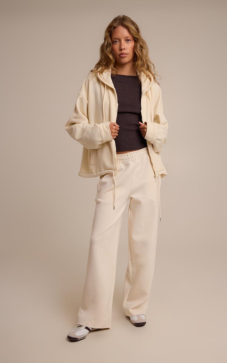 Pretty Little Thing Cream Oversized Zip Up Toggle Waist Hoodie