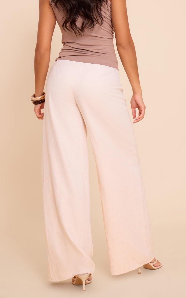 Pretty Little Thing Cream Peachskin Seam Detail Straight Leg Pants