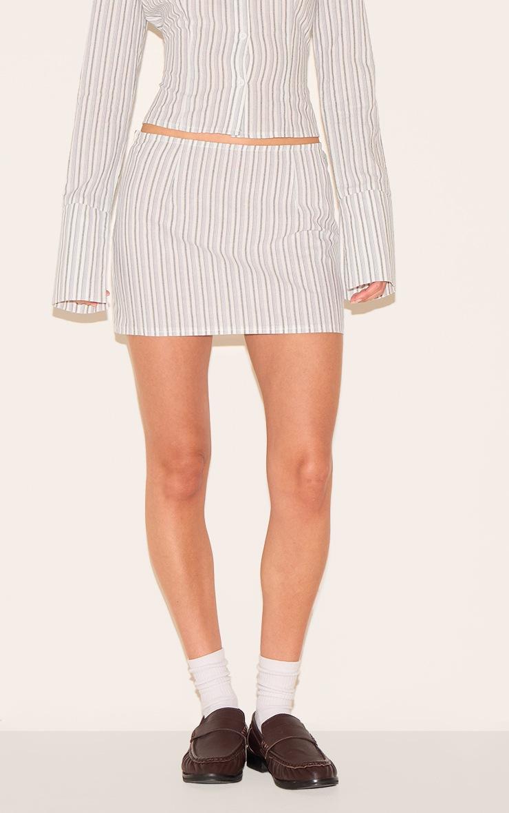 Pretty Little Thing Cream Pinstripe A Line Mini Skirt