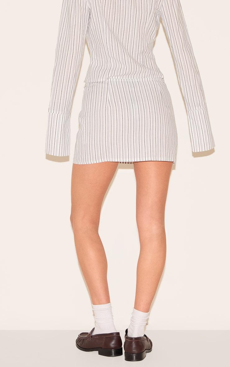 Pretty Little Thing Cream Pinstripe A Line Mini Skirt