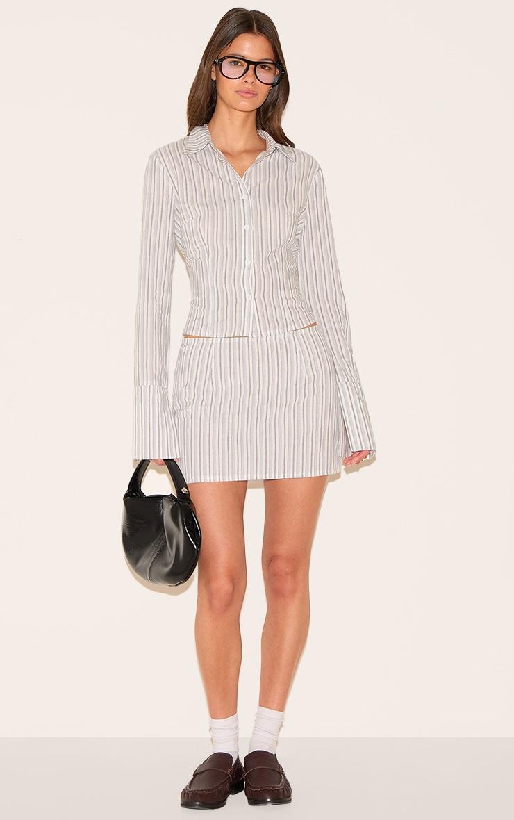 Pretty Little Thing Cream Pinstripe A Line Mini Skirt