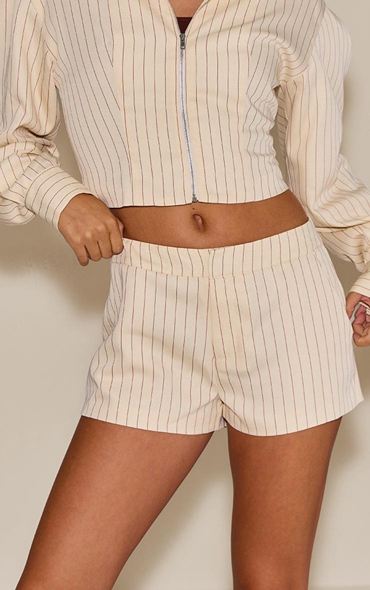 Pretty Little Thing Cream Pinstriped Tailored Shorts