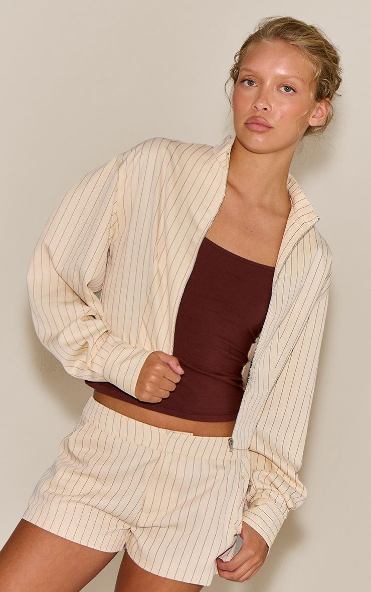 Pretty Little Thing Cream Pinstriped Tailored Shorts