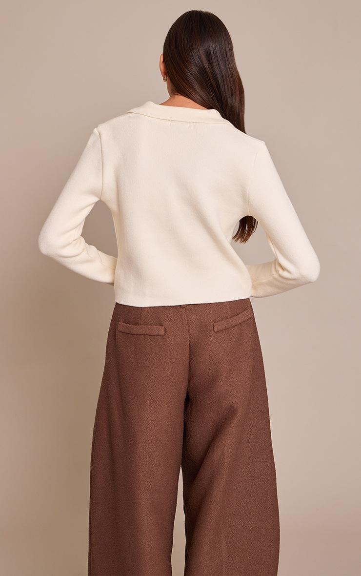 Pretty Little Thing Cream Pocket Detail Button Down Knitted Cardigan