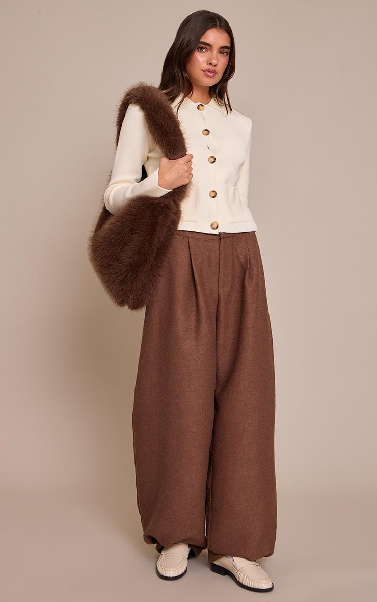 Pretty Little Thing Cream Pocket Detail Button Down Knitted Cardigan