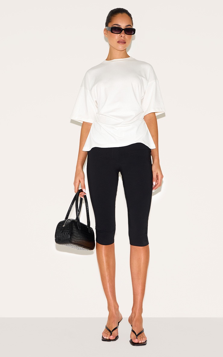 Pretty Little Thing Cream Ruched Side Detail T Shirt